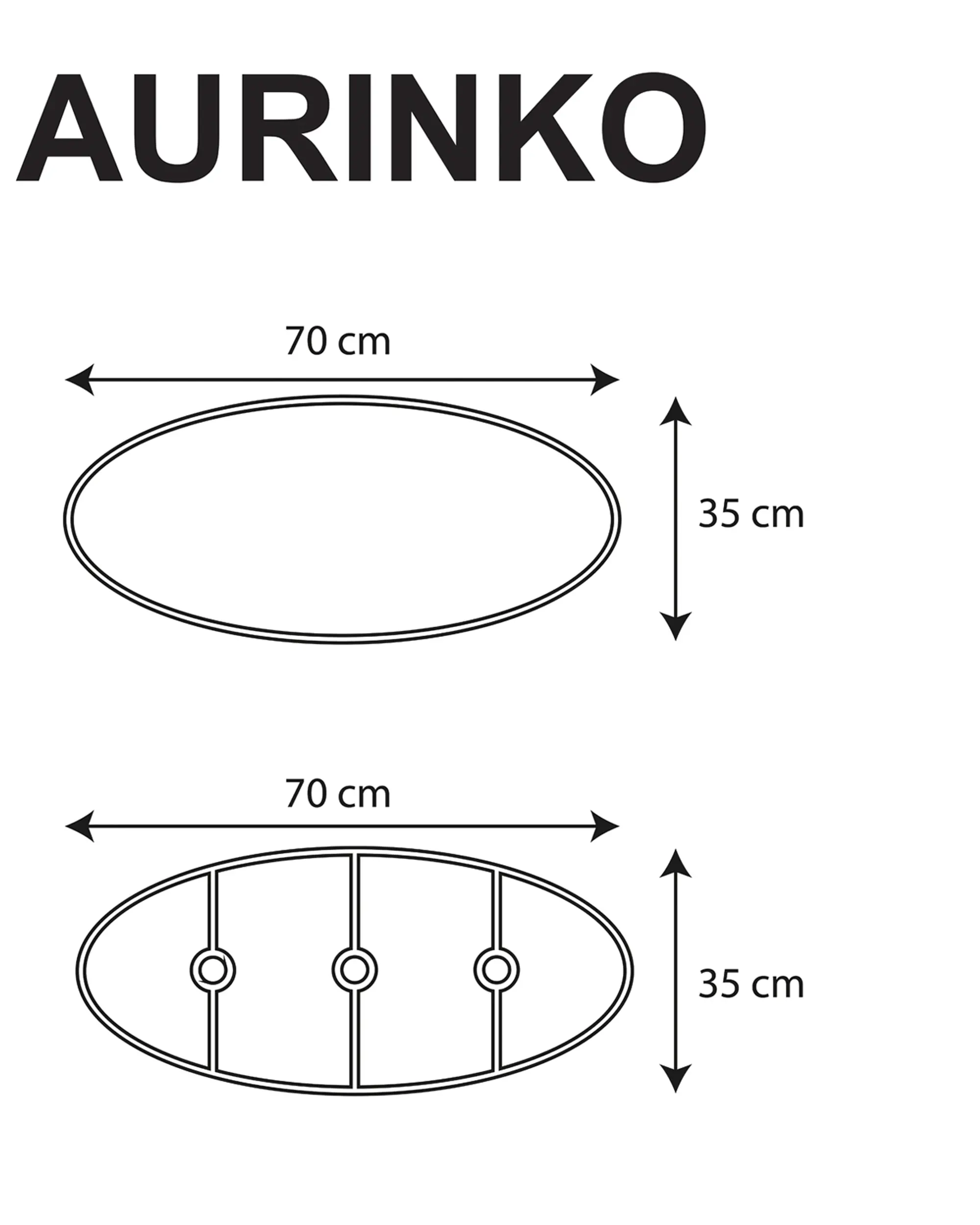 AURINKO Ceviz 70 cm ahşap tavan sarkıtı teknik ölçü çizimi